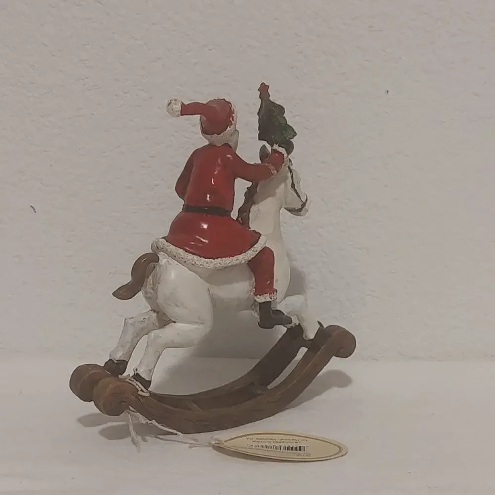 Vintage 1991 Small Resin Santa On Rocking Horse TII Collectables Pre-owned Tags